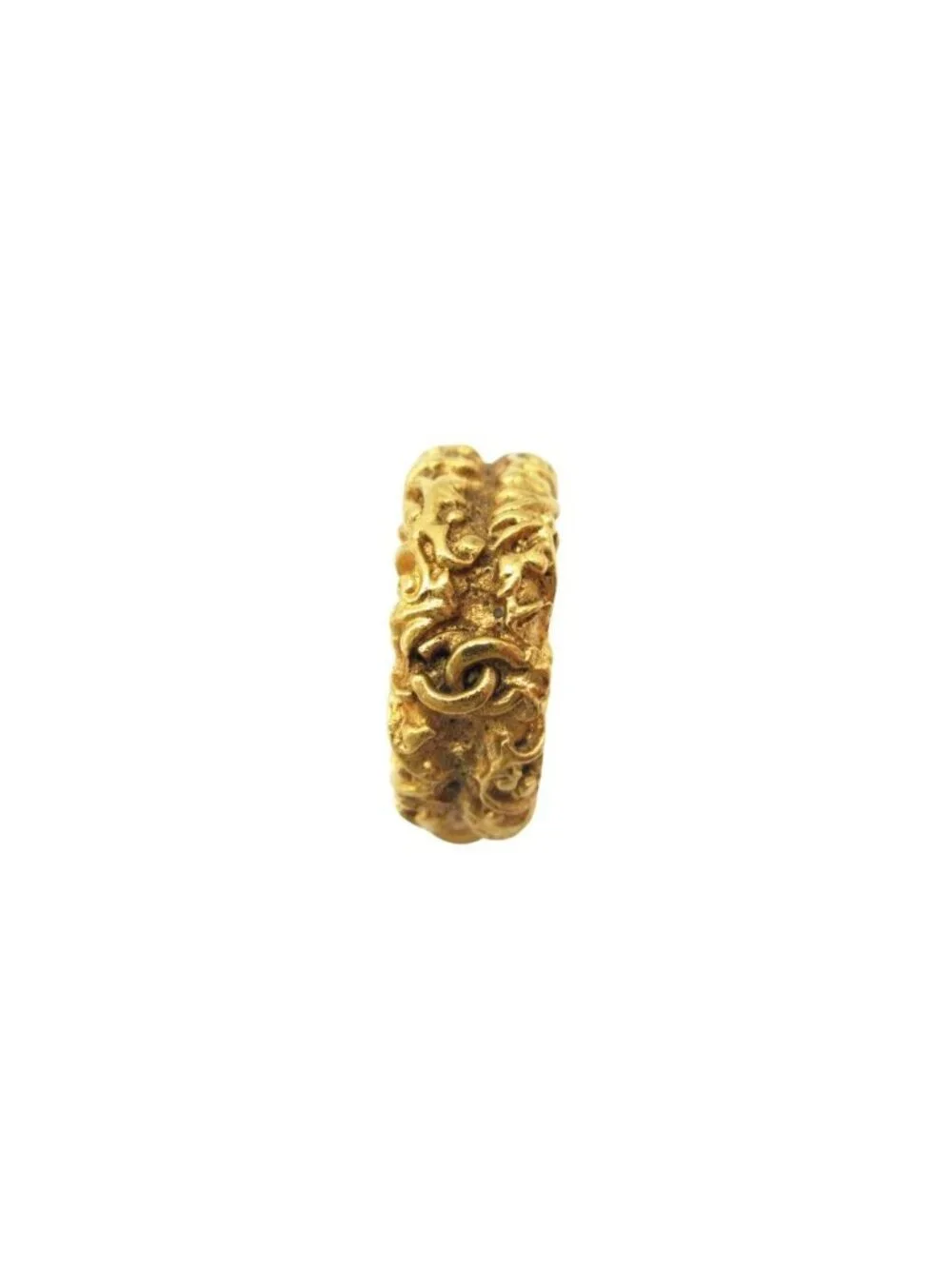 Chanel Earrings Vintage CC Logo Plate Gold